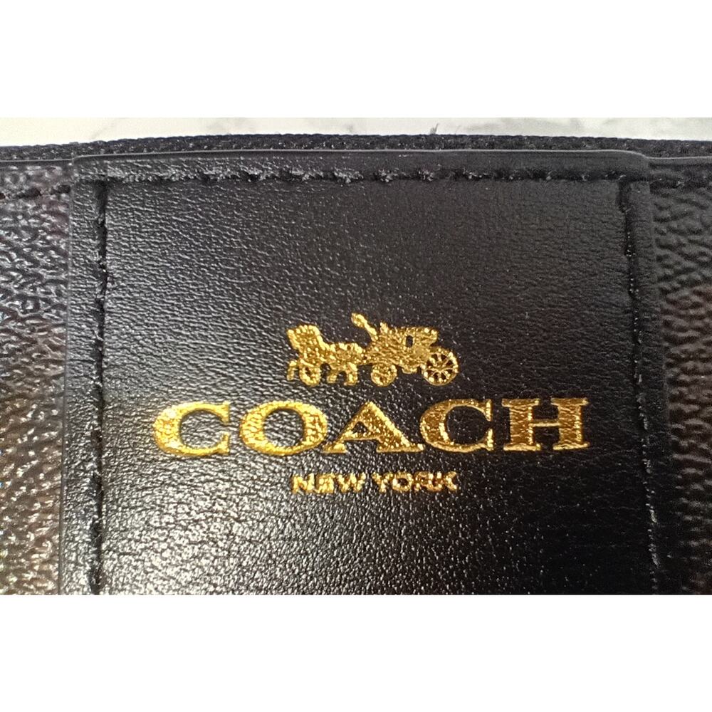 COACH Brown Monogram & Black Leather Trim Wristlet - EUC - Picture 3 of 3